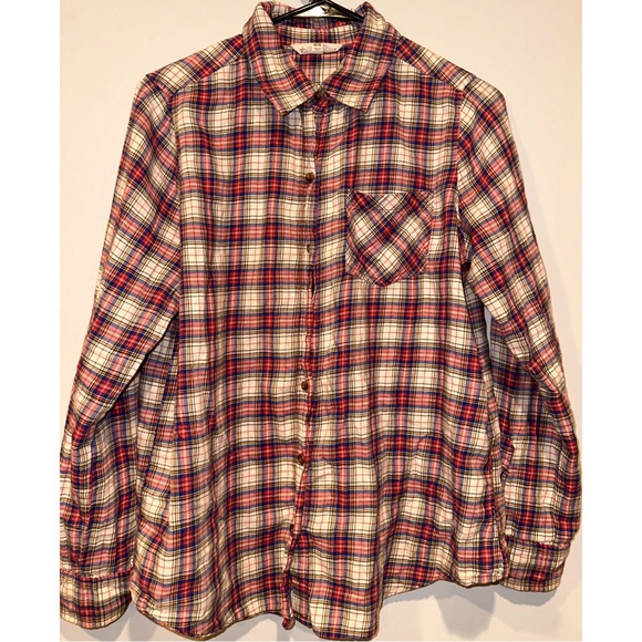 I Love H81 Pink Plaid Flannel Long Sleeved Buttoned Down Shirt - Picture 3 of 16